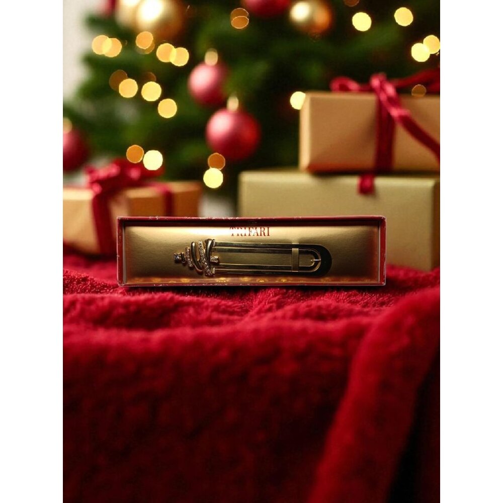 Vtg Trifari Bookmark Clear Rhinestones Christmas Tree Gift Idea for Book Lover